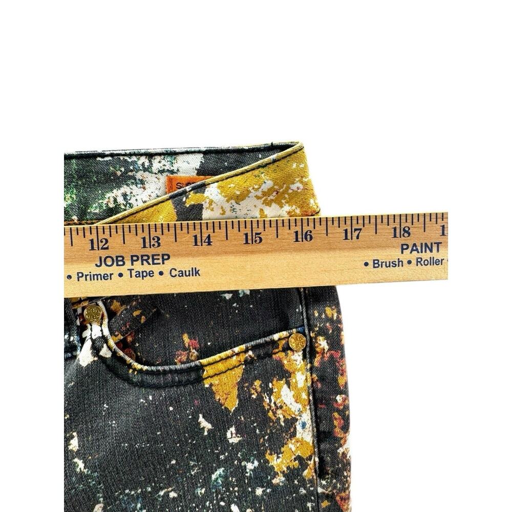 Tory Burch Abstract Paint-Splatter Skinny Jeans in Yellow, Blue & Black - Picture 4 of 11